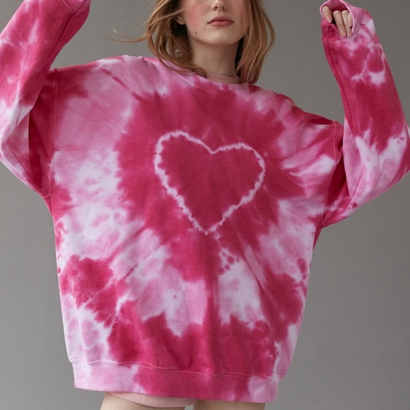 Urban Outfitters | Tops | Urban Outfitters Pink Heart Sweatshirt | Poshmark